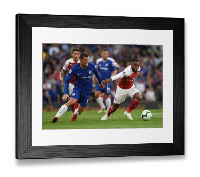 Framed Print : Clash of Titans: Lacazette vs. Kovacic - Chelsea vs. Arsenal, Premier League 2018-19