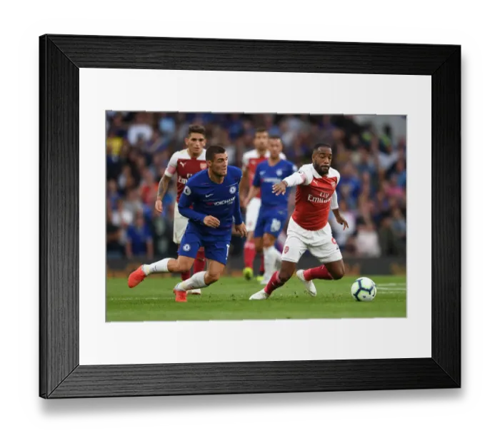 Framed Print : Clash of Talents: Lacazette vs. Kovacic - Chelsea vs. Arsenal, Premier League 2018-19