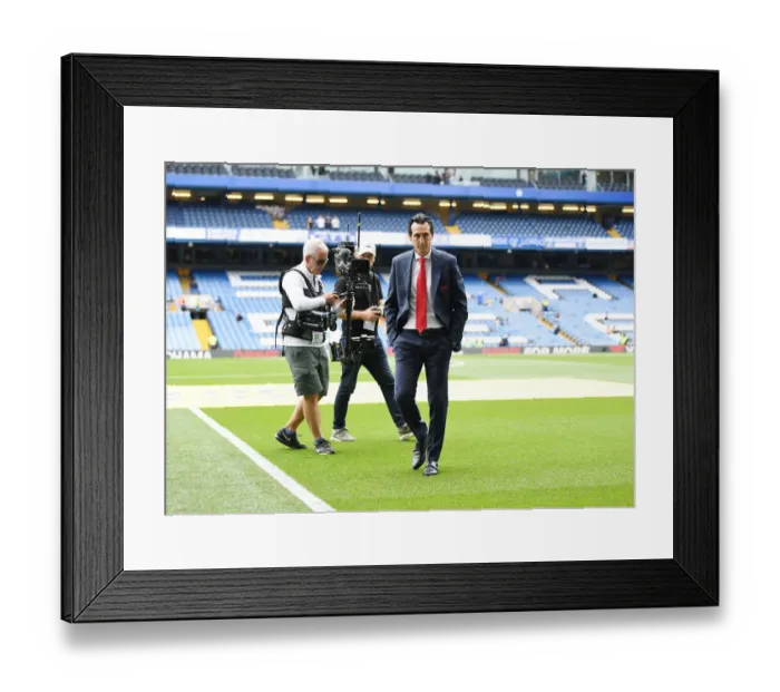 Framed Print : Unai Emery Scouts Chelsea's Stamford Bridge Pitch Ahead of Arsenal-Chelsea Showdown (2018-19)