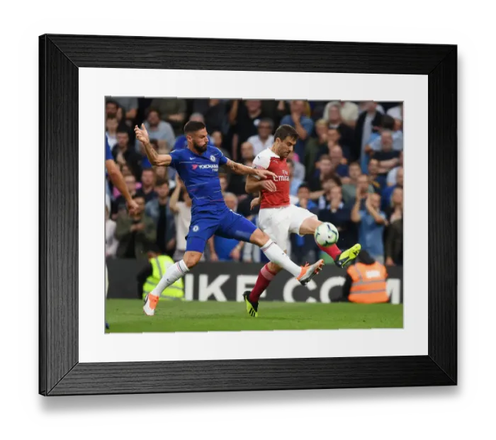 Framed Print : Clash at Stamford Bridge: Sokratis vs. Giroud - Premier League Showdown Framed Print : Clash at Stamford Bridge: Sokratis vs. Giroud - Premier League Showdown