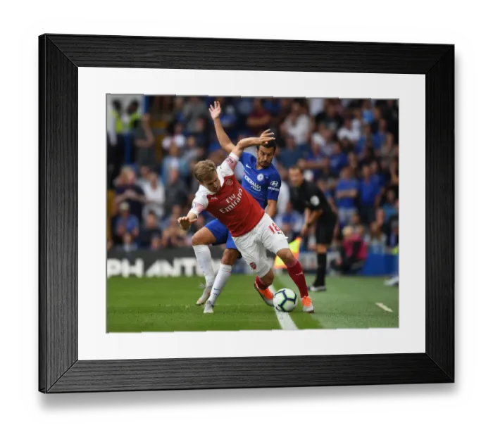 Framed Print : Clash at Stamford Bridge: Monreal vs Pedro