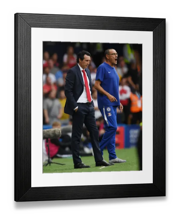 Framed Print : Clash of Coaches: Unai Emery vs. Maurizio Sarri - Chelsea vs. Arsenal, Premier League 2018-19