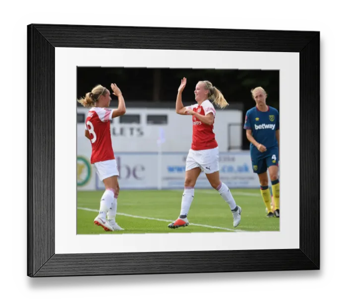 Framed Print : Arsenal Women: Double Trouble - Beth Mead and Jordan Nobbs Celebrate Goals Against West Ham United