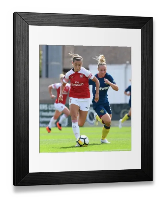 Framed Print : Arsenal's Katie McCabe Clashes with West Ham's Lucienne Reichardt in Continental Cup Match Framed Print : Arsenal's Katie McCabe Clashes with West Ham's Lucienne Reichardt in Continental Cup Match