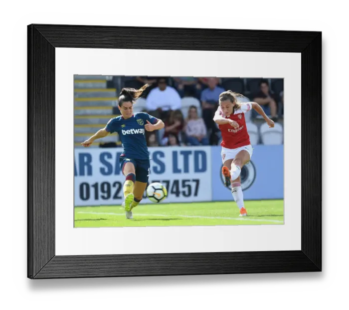 Framed Print : Katie McCabe Scores Dramatic Goal Against West Ham's Claire Rafferty in Continental Cup Clash Framed Print : Katie McCabe Scores Dramatic Goal Against West Ham's Claire Rafferty in Continental Cup Clash