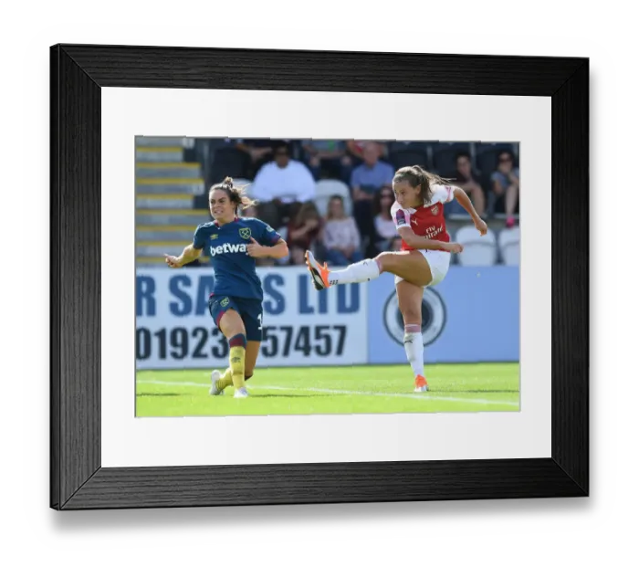 Framed Print : Katie McCabe's Dramatic Goal Against Claire Rafferty in Arsenal Women's Continental Cup Match