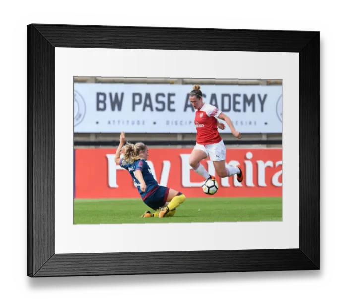 Framed Print : Clash of Stars: Mitchell vs. Visalli in Arsenal Women vs. West Ham United Women Framed Print : Clash of Stars: Mitchell vs. Visalli in Arsenal Women vs. West Ham United Women