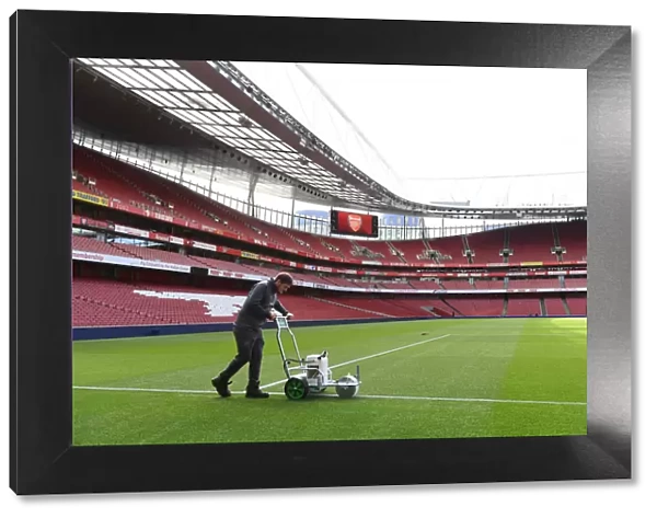 Pre-Match Pitch Preparations at Emirates Stadium: Arsenal vs West Ham United