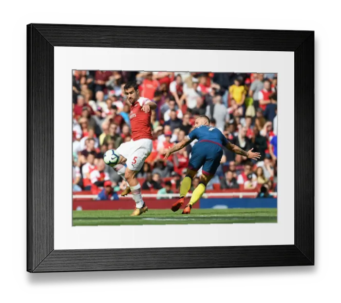 Framed Print : Sokratis Outmuscles Arnautovic: Arsenal vs West Ham United, Premier League 2018-19