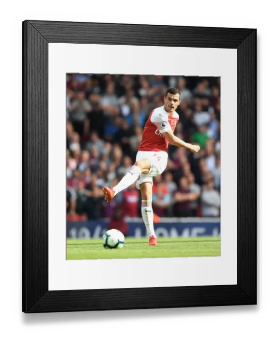 Framed Print : Granit Xhaka in Action: Arsenal vs. West Ham United, Premier League 2018-19