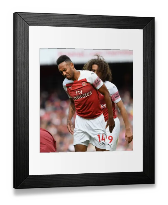 Framed Print : Arsenal's Aubameyang Sidelined: Injury Woes in Arsenal v West Ham United (2018-19)