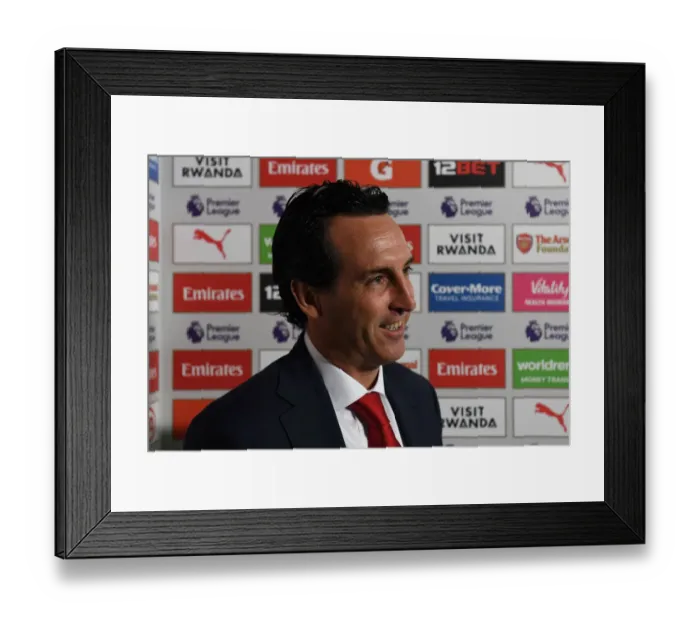 Framed Print : Unai Emery: Arsenal Head Coach Ahead of Arsenal v West Ham United (2018-19)