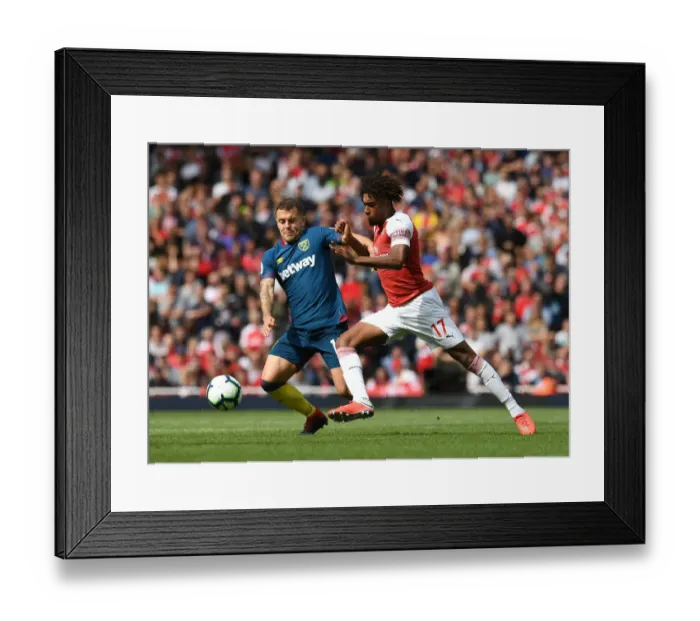 Framed Print : Clash of Midfield Titans: Iwobi vs. Wilshere - Arsenal vs. West Ham United, Premier League 2018-19