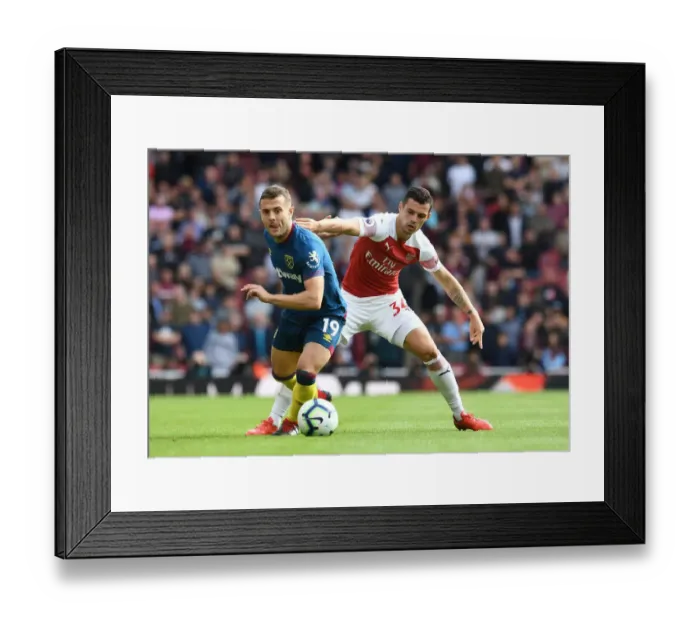 Framed Print : Arsenal vs. West Ham: Clash of Midfield Titans - Xhaka vs. Wilshere