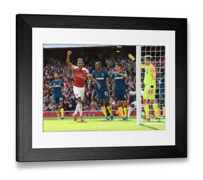 Framed Print : Arsenal's Aubameyang Scores Second Goal vs. West Ham United (2018-19)
