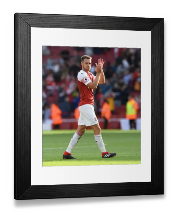 Framed Print : Aaron Ramsey Celebrates with Arsenal Fans after Arsenal v West Ham United Win Framed Print : Aaron Ramsey Celebrates with Arsenal Fans after Arsenal v West Ham United Win
