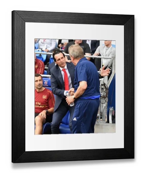 Framed Print : Unai Emery and Neil Warnock: Pre-Match Handshake between Arsenal and Cardiff Managers (2018-19) Framed Print : Unai Emery and Neil Warnock: Pre-Match Handshake between Arsenal and Cardiff Managers (2018-19)