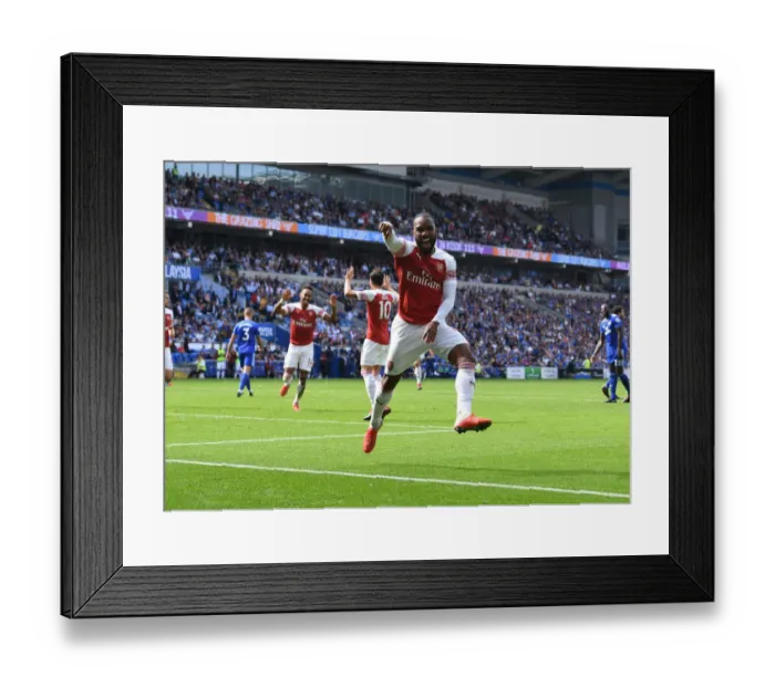 Framed Print : Arsenal Strikers Lacazette and Aubameyang Celebrate Goal Scoring Partnership in Premier League Match against Cardiff City Framed Print : Arsenal Strikers Lacazette and Aubameyang Celebrate Goal Scoring Partnership in Premier League Match against Cardiff City