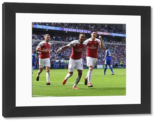 Aubameyang and Ozil Celebrate Arsenal's Goals Against Cardiff City