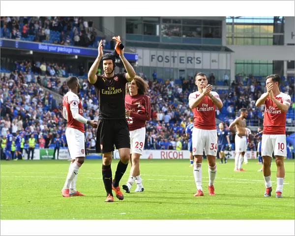 Petr Cech Applauding Arsenal Fans after Cardiff Victory (2018-19)