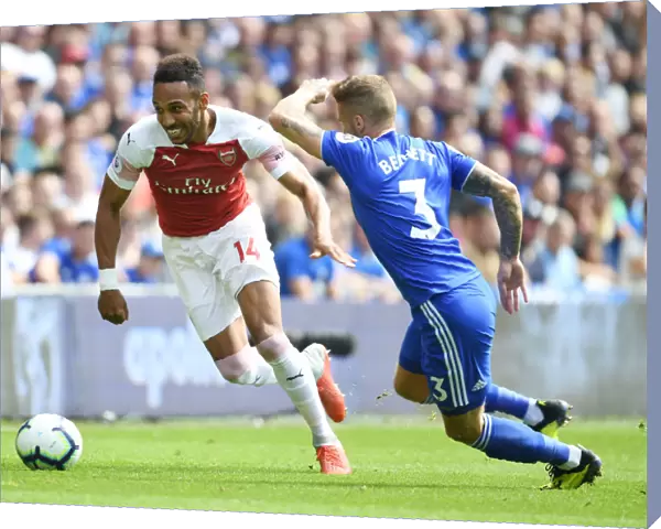 Aubameyang vs Bennett: A Tense Battle between Arsenal's Star Striker and Cardiff Defender (2018-19)