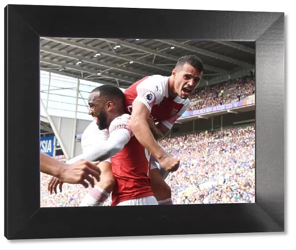 Xhaka and Lacazette Celebrate Arsenal's Goals Against Cardiff City