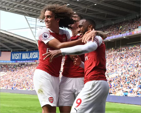 Arsenal's Winning Moment: Guendouzi, Xhaka, Lacazette, Aubameyang Celebrate Goal vs. Cardiff City (2018-19)