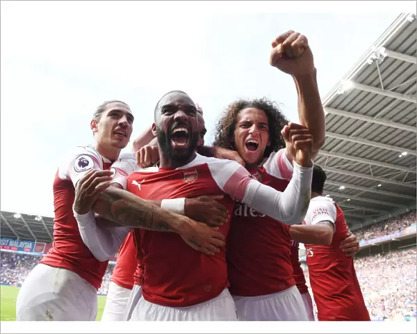 Arsenal's Unstoppable Moment: Lacazette, Bellerin, Guendouzi's Triumphant Celebration of Second Goal vs. Cardiff City (2018-19)