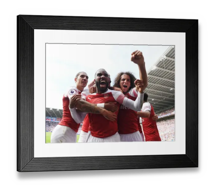 Framed Print : Arsenal's Unstoppable Moment: Lacazette, Bellerin, Guendouzi's Triumphant Celebration of Second Goal vs. Cardiff City (2018-19) Framed Print : Arsenal's Unstoppable Moment: Lacazette, Bellerin, Guendouzi's Triumphant Celebration of Second Goal vs. Cardiff City (2018-19)