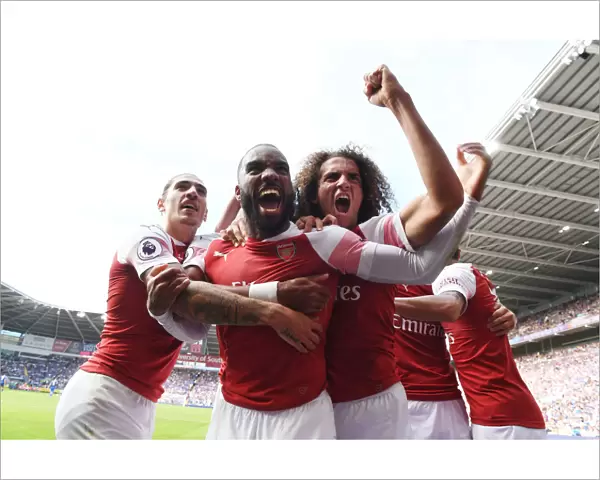 Arsenal's Triumph: Lacazette, Bellerin, Guendouzi Celebrate 2nd Goal vs. Cardiff City (2018-19)