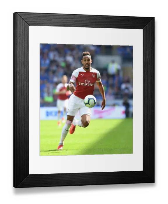 Framed Print : Pierre-Emerick Aubameyang in Action: Cardiff City vs. Arsenal, Premier League 2018-19