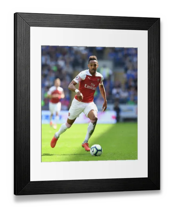Framed Print : Aubameyang in Action: Arsenal's Star Forward vs. Cardiff City, Premier League 2018-19