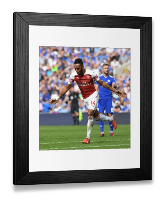 Framed Print : Aubameyang Scores Arsenal's Second Goal vs. Cardiff City (2018-19) Framed Print : Aubameyang Scores Arsenal's Second Goal vs. Cardiff City (2018-19)