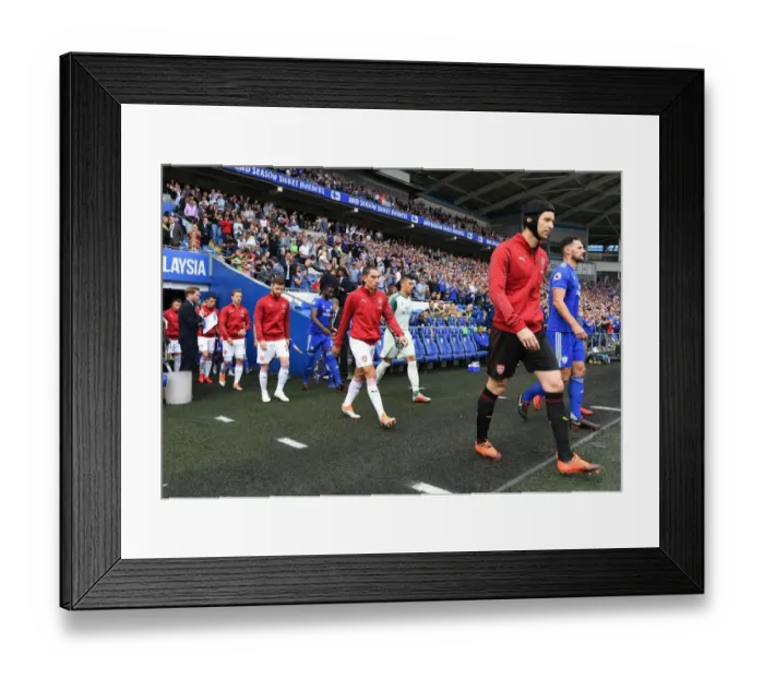 Framed Print : Petr Cech Leads Arsenal Out against Cardiff City (2018-19)