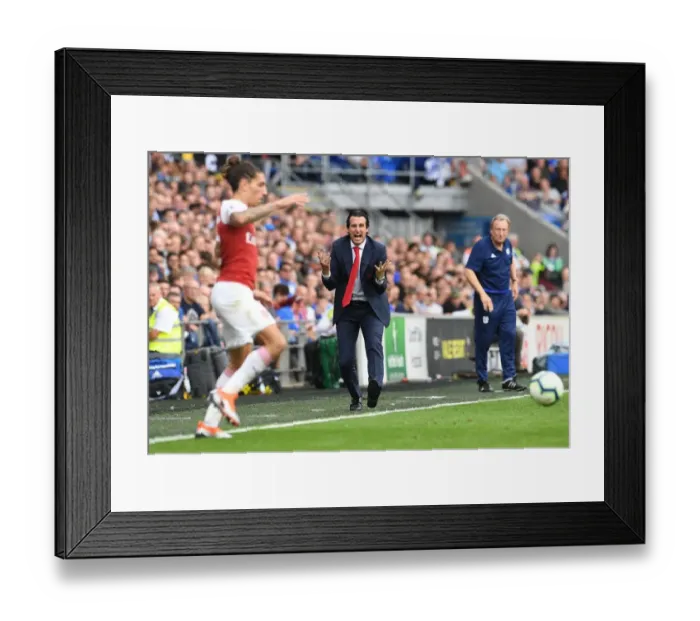 Framed Print : Unai Emery Leads Arsenal in Premier League Battle against Cardiff City