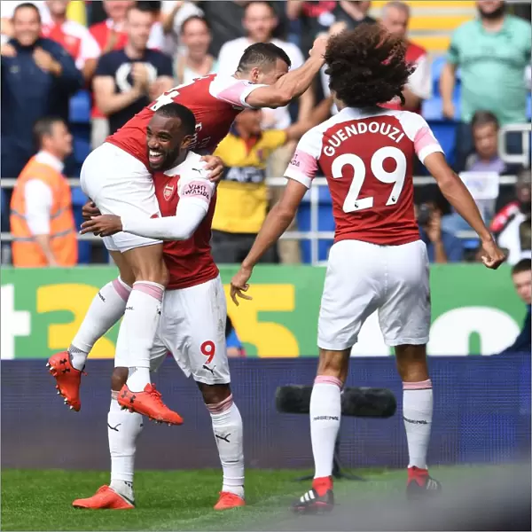 Lacazette and Xhaka Celebrate Arsenal's Goals Against Cardiff City