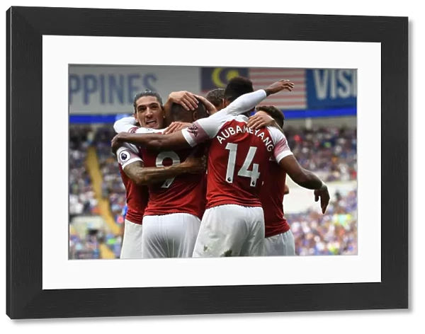 Alexandre Lacazette and Hector Bellerin Celebrate Arsenal's Third Goal vs Cardiff City
