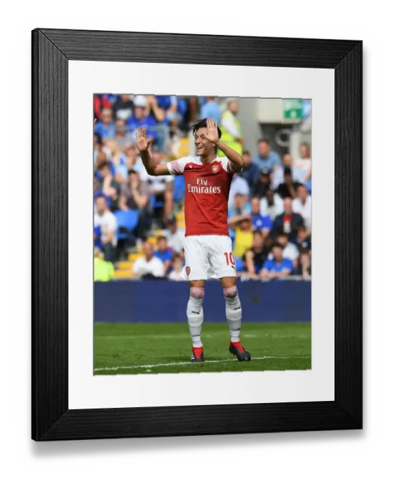Framed Print : Mesut Ozil Celebrates Arsenal's Second Goal vs Cardiff City (2018-19)