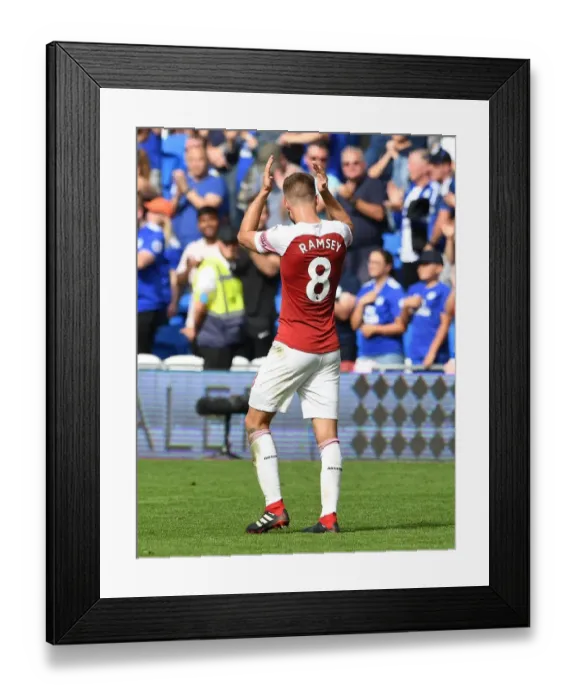 Framed Print : Aaron Ramsey Pays Tribute to Cardiff Fans After Arsenal Victory