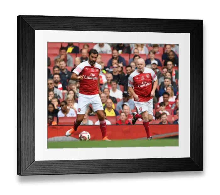 Framed Print : Arsenal Legends: Pires vs Groves - A Clash of Football Greats (2018-19)