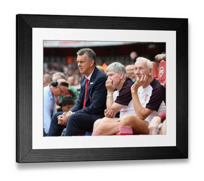 Framed Print : Arsenal Legends: David O'Leary and Pat Rice Reunite in Football Rivalry Match against Real Madrid Legends Framed Print : Arsenal Legends: David O'Leary and Pat Rice Reunite in Football Rivalry Match against Real Madrid Legends