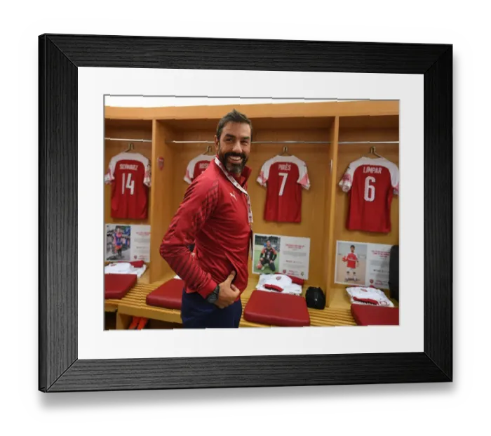 Framed Print : Arsenal Legends vs Real Madrid Legends: Robert Pires in the Chchanging Room Framed Print : Arsenal Legends vs Real Madrid Legends: Robert Pires in the Chchanging Room