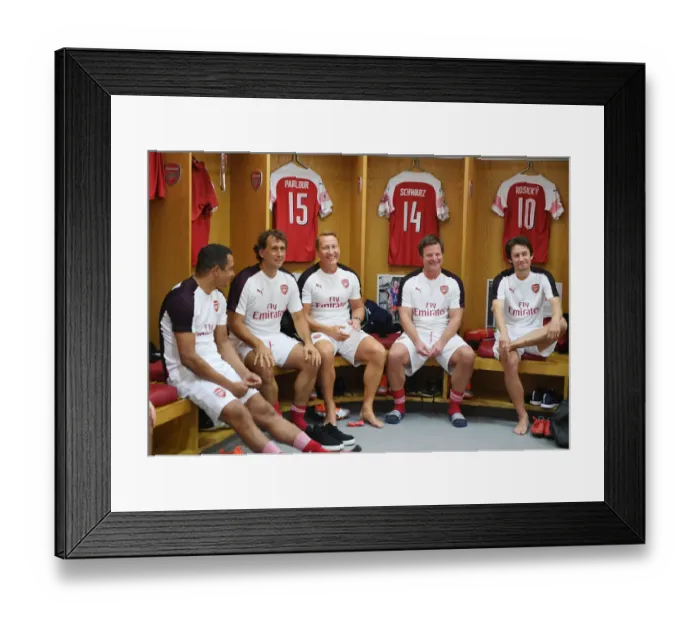 Framed Print : Arsenal Legends Reunite: Gilberto, Grimandi, Parlour, Schwarz, and Rosicky Face Off Against Real Madrid Legends (2018-19) Framed Print : Arsenal Legends Reunite: Gilberto, Grimandi, Parlour, Schwarz, and Rosicky Face Off Against Real Madrid Legends (2018-19)