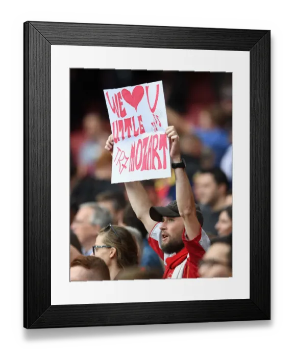 Framed Print : Arsenal Fan Cheers on Arsenal Legends vs Real Madrid Legends at Emirates Stadium