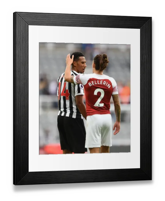 Framed Print : Hector Bellerin and Isaac Hayden: A Moment of Sportsmanship Amidst Newcastle United vs Arsenal FC Rivalry (2018-19)