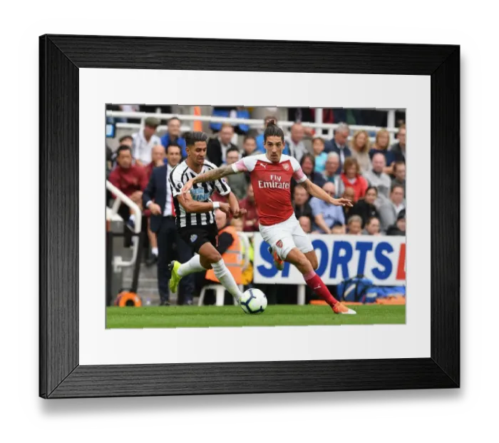 Framed Print : Bellerin vs Perez: Clash at St. James Park - Newcastle United vs Arsenal FC, Premier League 2018-19