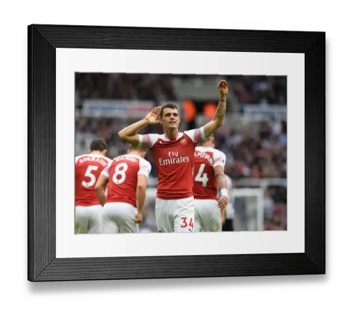 Framed Print : Granit Xhaka Scores First Goal: Arsenal's Triumph over Newcastle United (September 2018)