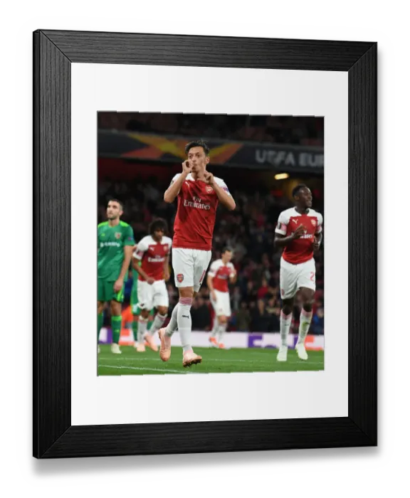 Framed Print : Mesut Ozil Scores His Fourth Goal: Arsenal's Victory Over Vorskla Poltava in Europa League 2018-19