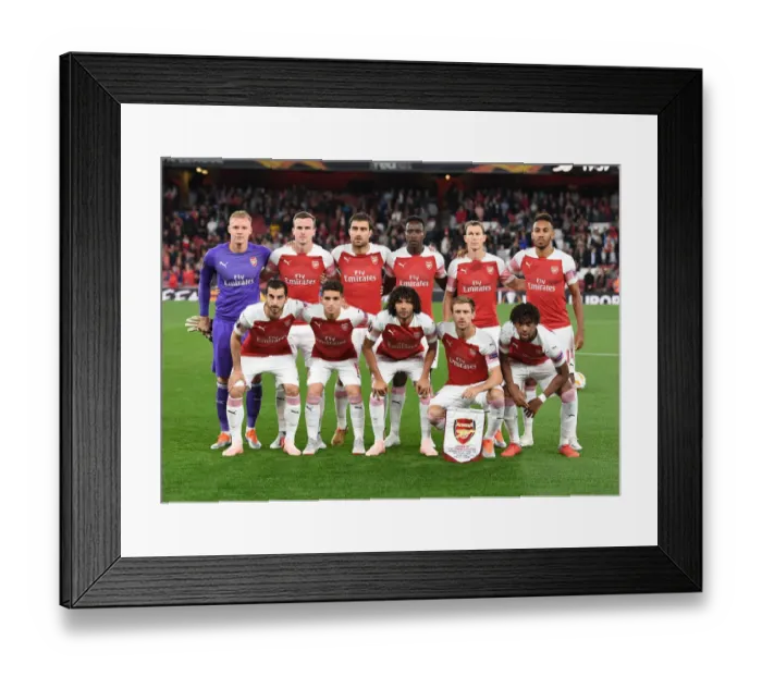 Framed Print : Arsenal Team Line-up vs Vorskla Poltava in Europa League Match at Emirates Stadium