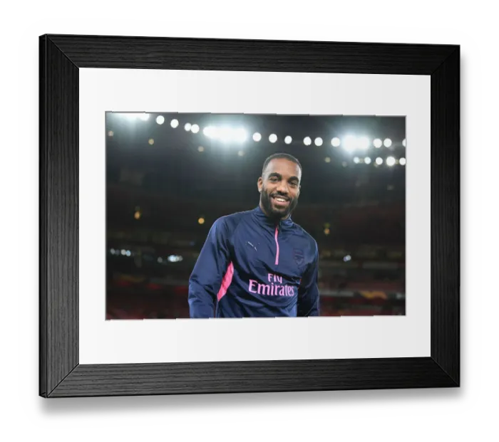 Framed Print : Alex Lacazette: Arsenal's Ready-to-Roar Striker Ahead of Arsenal v Vorskla Poltava UEFA Europa League Clash Framed Print : Alex Lacazette: Arsenal's Ready-to-Roar Striker Ahead of Arsenal v Vorskla Poltava UEFA Europa League Clash